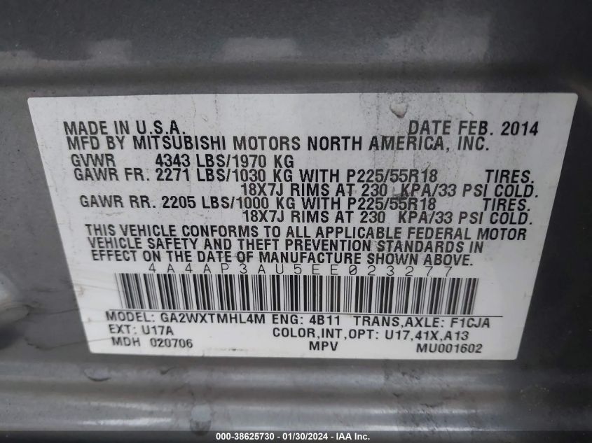 2014 MITSUBISHI OUTLANDER SPORT ES - 4A4AP3AU5EE023277
