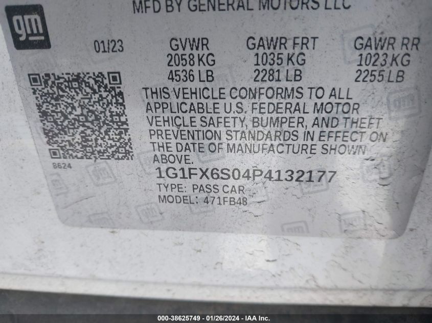 2023 CHEVROLET BOLT EV FWD 2LT - 1G1FX6S04P4132177