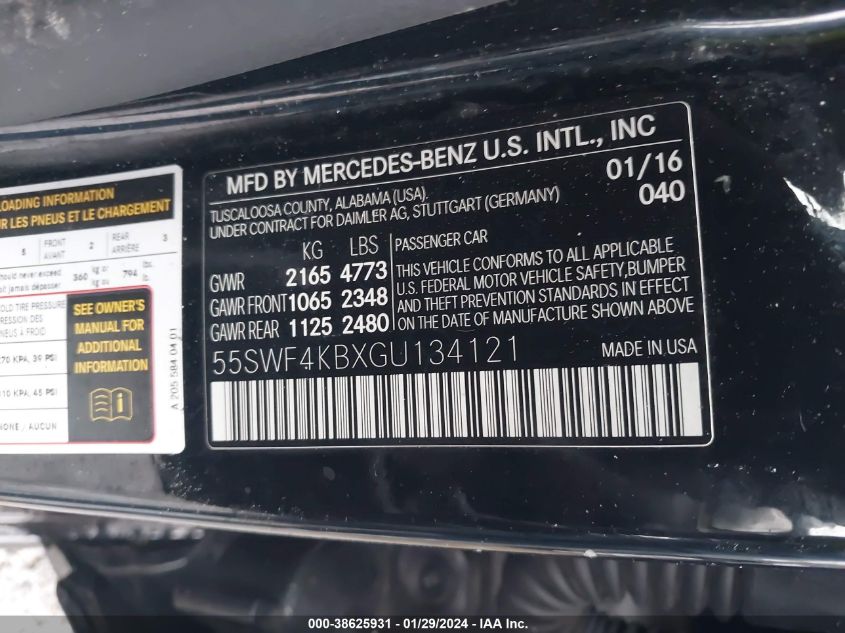 2016 MERCEDES-BENZ C 300 4MATIC/LUXURY 4MATIC/SPORT 4MATIC - 55SWF4KBXGU134121