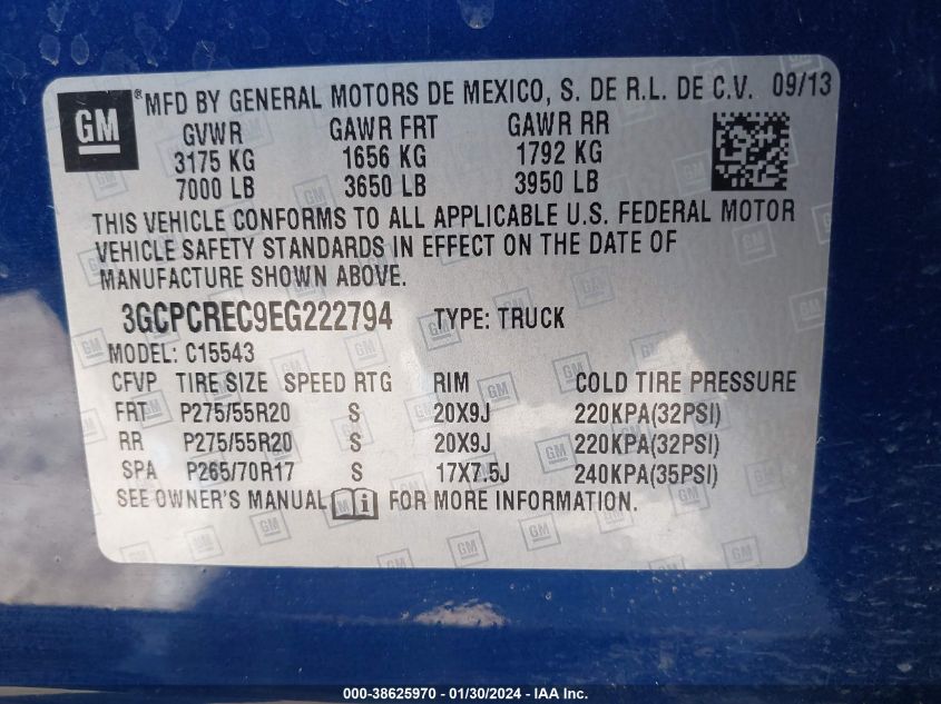 2014 CHEVROLET SILVERADO 1500 1LT - 3GCPCREC9EG222794