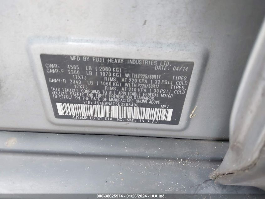 2014 SUBARU OUTBACK 2.5I - 4S4BRBAC5E3305496