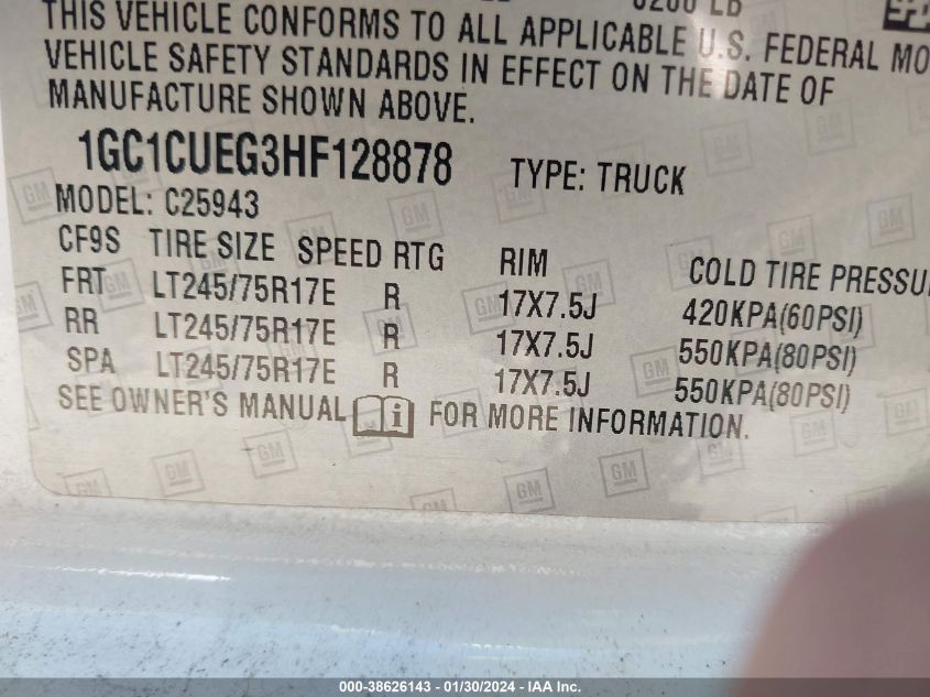 2017 CHEVROLET SILVERADO 2500HD WT - 1GC1CUEG3HF128878