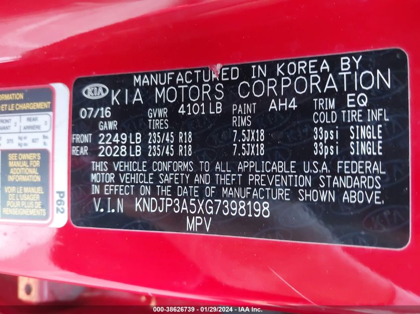 2016 KIA SOUL + - KNDJP3A5XG7398198
