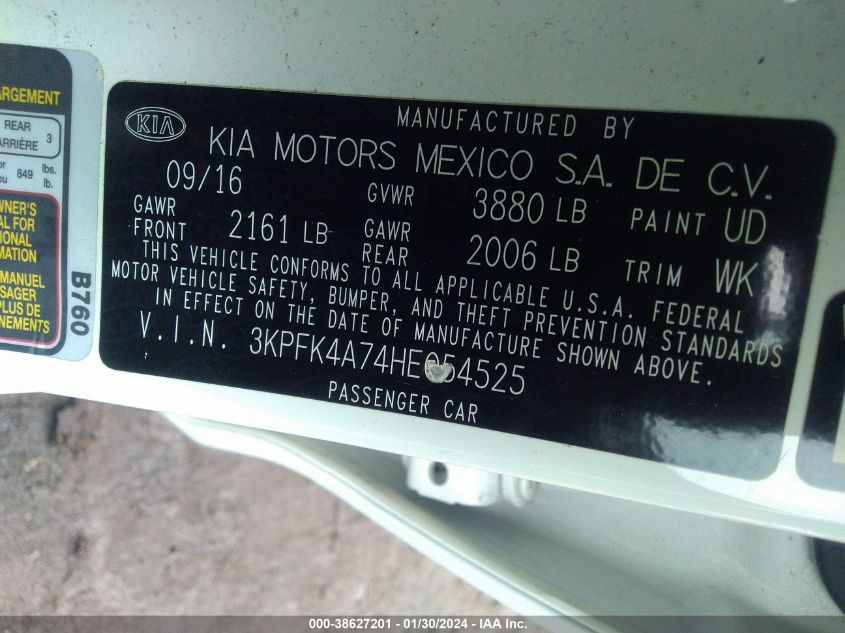 2017 KIA FORTE LX - 3KPFK4A74HE054525