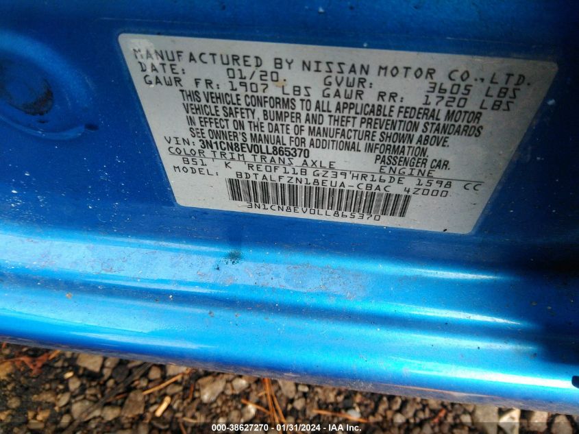 2020 NISSAN VERSA SV - 3N1CN8EV0LL865370