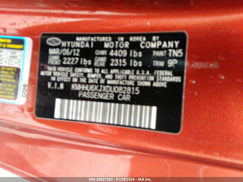 2013 HYUNDAI GENESIS 3.8 GRAND TOURING - KMHHU6KJXDU082815