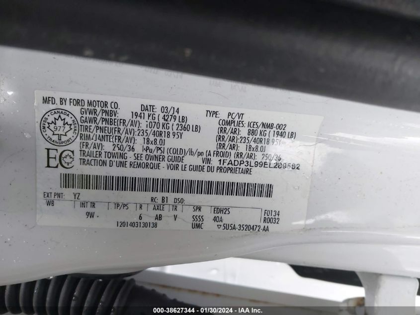2014 FORD FOCUS ST - 1FADP3L99EL289562