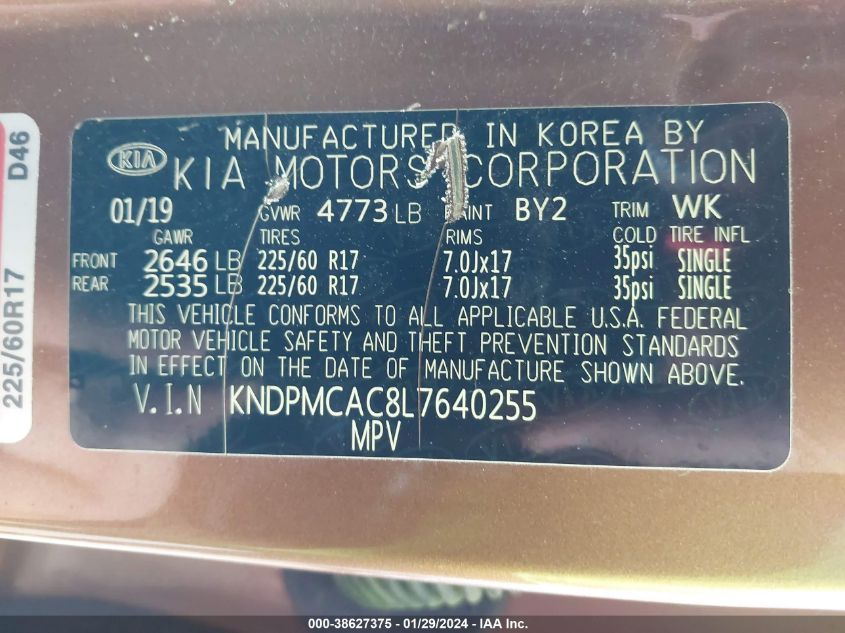 2020 KIA SPORTAGE LX - KNDPMCAC8L7640255