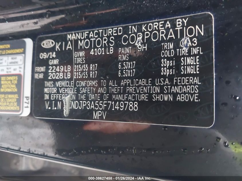 2015 KIA SOUL + - KNDJP3A55F7149788