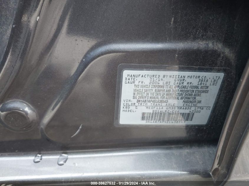 2014 NISSAN SENTRA SR - 3N1AB7AP4EL638543
