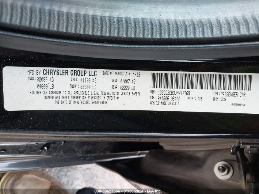 2013 DODGE AVENGER SXT - 1C3CDZCB3DN707769