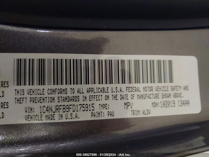 2015 JEEP PATRIOT LATITUDE - 1C4NJRFB9FD175915