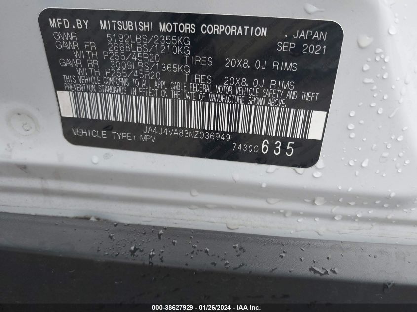 2022 MITSUBISHI OUTLANDER SEL 2.5 S-AWC - JA4J4VA83NZ036949