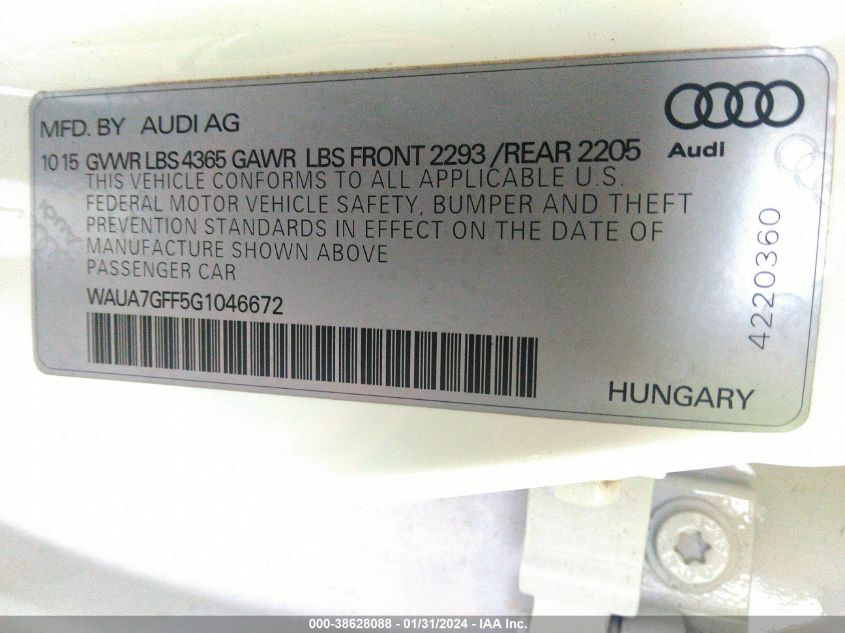 2016 AUDI A3 1.8T PREMIUM - WAUA7GFF5G1046672
