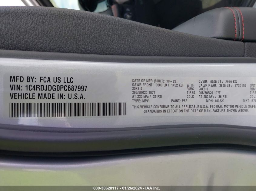 2023 DODGE DURANGO GT AWD - 1C4RDJDG0PC687997