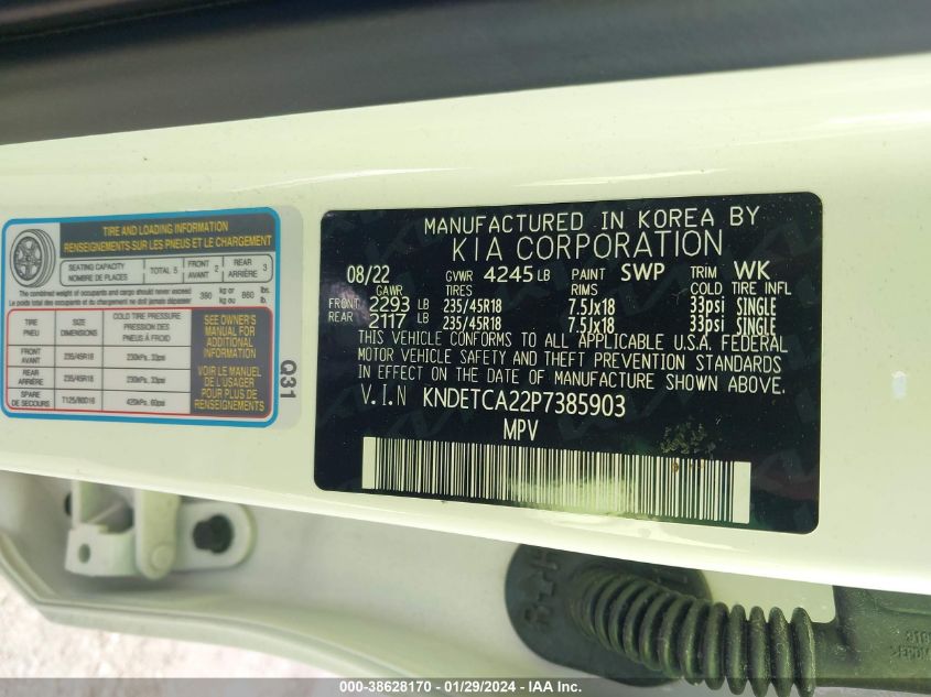 2023 KIA SELTOS SX TURBO - KNDETCA22P7385903