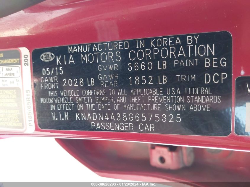 2016 KIA RIO EX - KNADN4A38G6575325