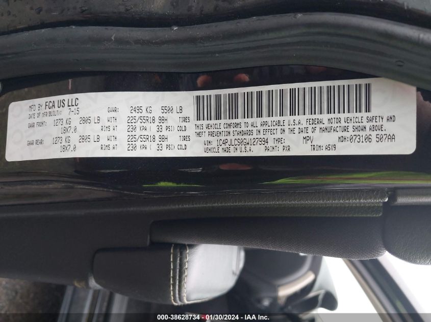 2016 JEEP CHEROKEE LATITUDE - 1C4PJLCS0GW127994