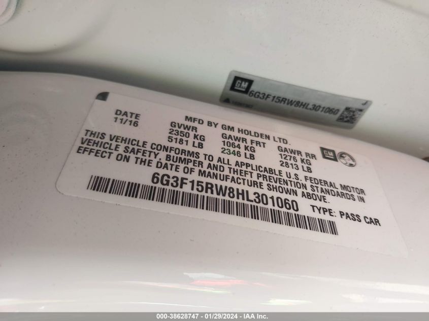 2017 CHEVROLET SS 6G3F15RW8HL301060