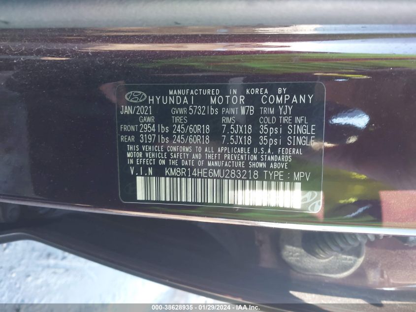 2021 HYUNDAI PALISADE SE - KM8R14HE6MU283218