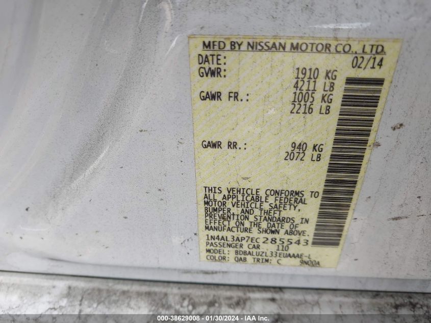 2014 NISSAN ALTIMA 2.5 SV - 1N4AL3AP7EC285543