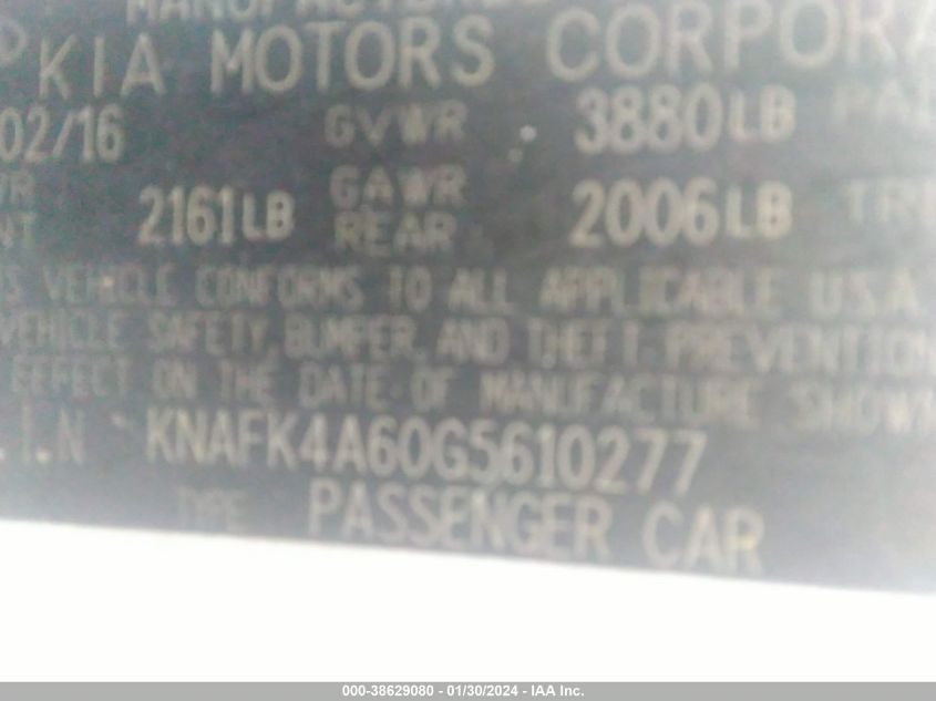2016 KIA FORTE LX - KNAFK4A60G5610277