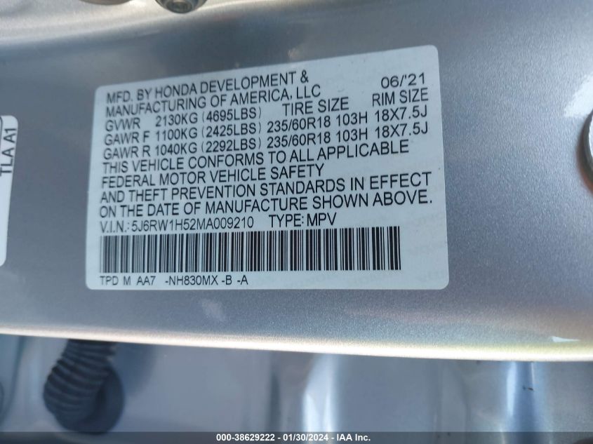 2021 HONDA CR-V EX - 5J6RW1H52MA009210