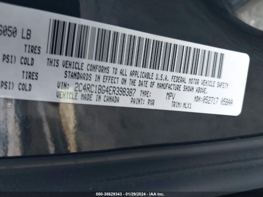 2014 CHRYSLER TOWN & COUNTRY TOURING - 2C4RC1BG4ER398387