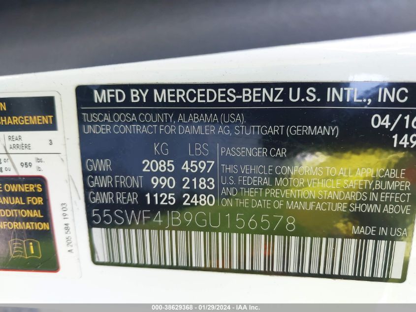 2016 MERCEDES-BENZ C 300 LUXURY/SPORT - 55SWF4JB9GU156578
