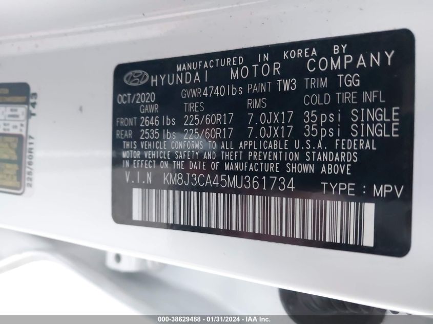 2021 HYUNDAI TUCSON VALUE - KM8J3CA45MU361734