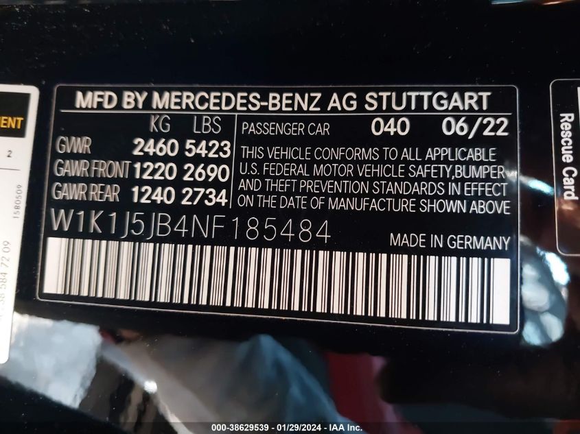 2022 MERCEDES-BENZ E 450 - W1K1J5JB4NF185484