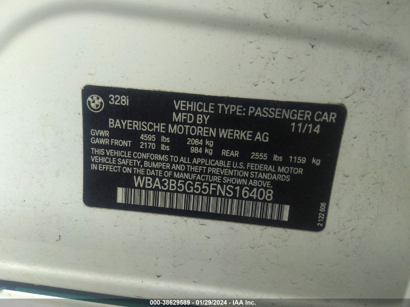2015 BMW 328I XDRIVE - WBA3B5G55FNS16408