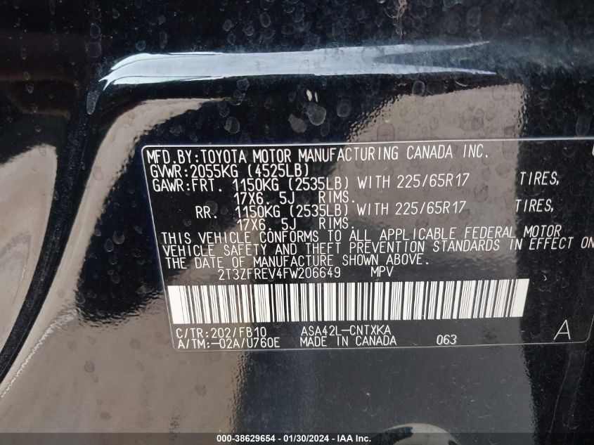 2015 TOYOTA RAV4 LE - 2T3ZFREV4FW206649