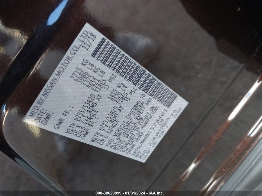 2019 INFINITI QX60 LUXE/PURE - 5N1DL0MM0KC528401