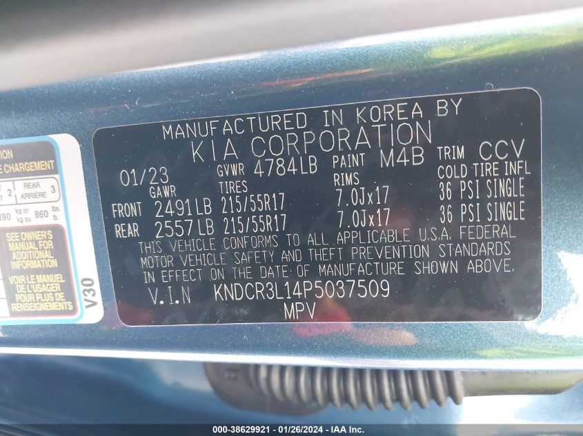 2023 KIA NIRO EV WIND KNDCR3L14P5037509