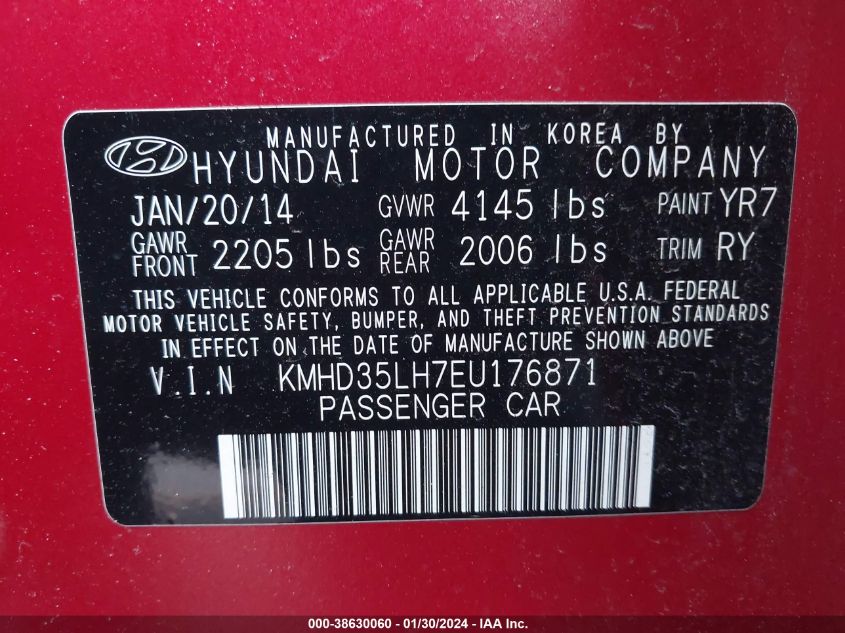 2014 HYUNDAI ELANTRA GT - KMHD35LH7EU176871