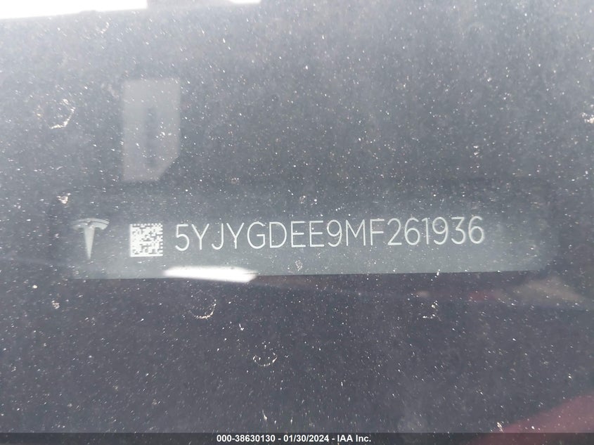 VIN 5YJYGDEE9MF261936 2021 TESLA MODEL Y