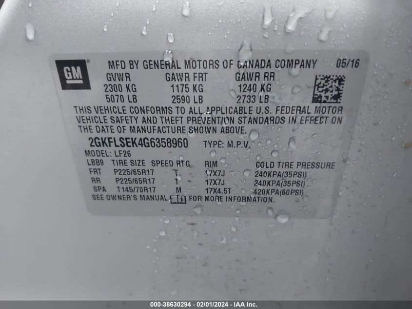 2016 GMC TERRAIN SLE-1 - 2GKFLSEK4G6358960