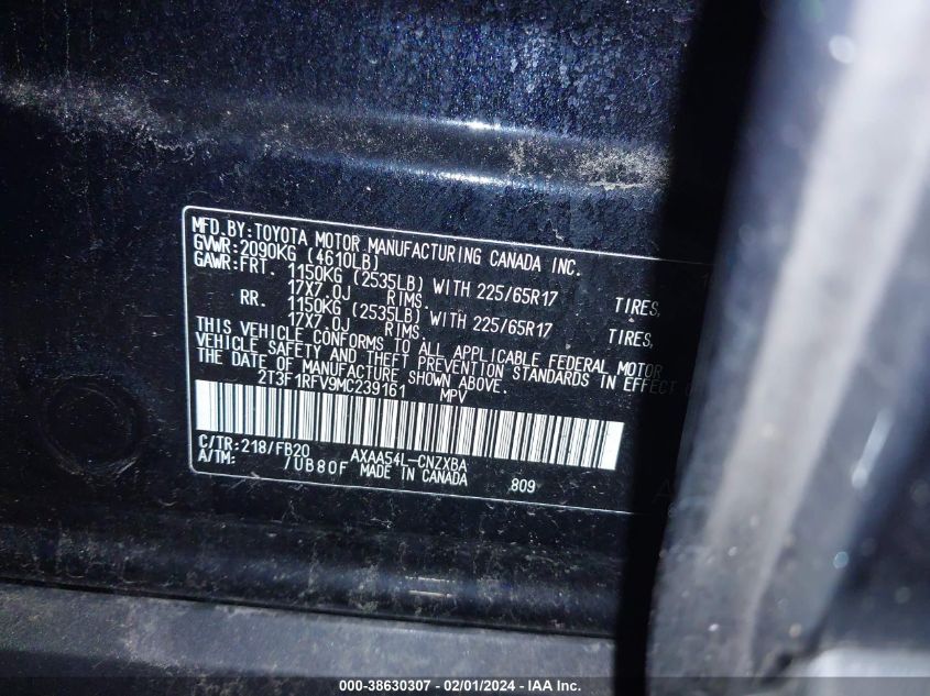 2021 TOYOTA RAV4 LE - 2T3F1RFV9MC239161