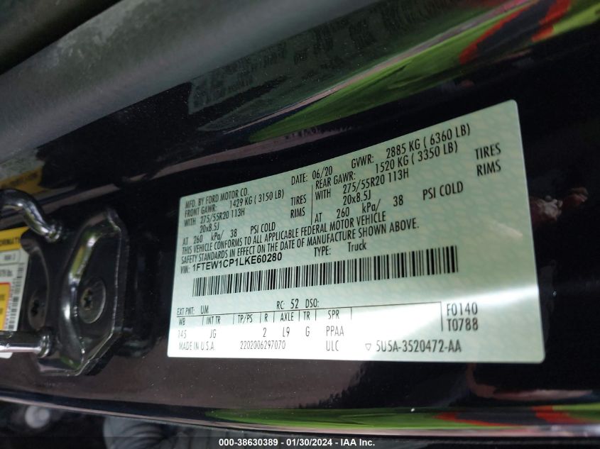 2020 FORD F-150 XL - 1FTEW1CP1LKE60280