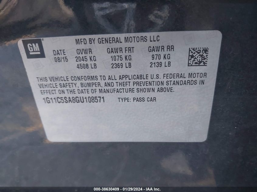 2016 CHEVROLET MALIBU LIMITED LT - 1G11C5SA8GU108571
