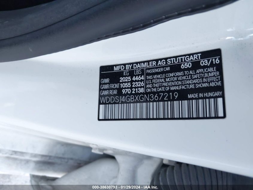 2016 MERCEDES-BENZ CLA 250 4MATIC - WDDSJ4GBXGN367219