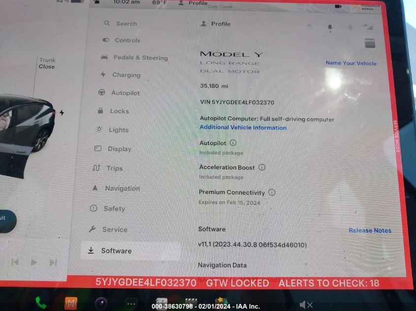 2020 TESLA MODEL Y - 5YJYGDEE4LF032370