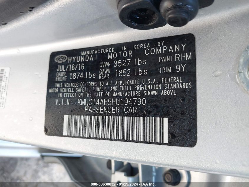 2017 HYUNDAI ACCENT SE - KMHCT4AE5HU194790