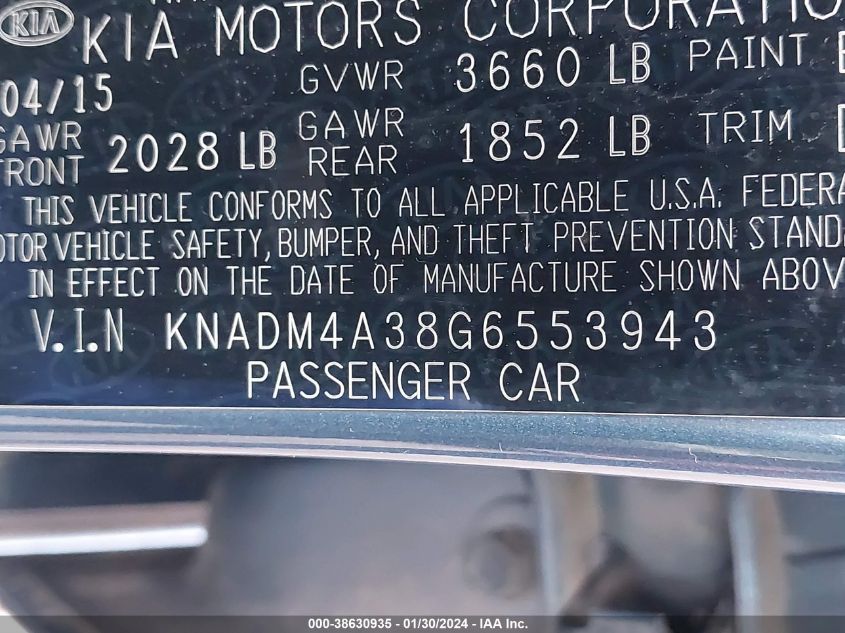2016 KIA RIO LX - KNADM4A38G6553943