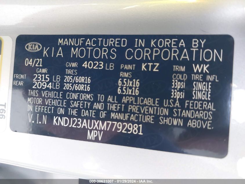 2021 KIA SOUL LX - KNDJ23AUXM7792981