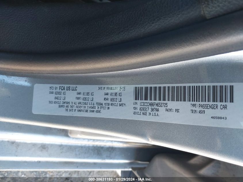 2015 CHRYSLER 200 LIMITED - 1C3CCCAB6FN652725