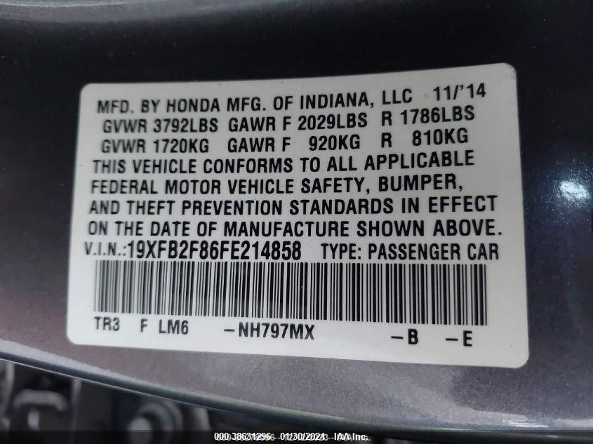2015 HONDA CIVIC EX - 19XFB2F86FE214858