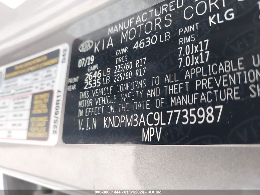 2020 KIA SPORTAGE LX - KNDPM3AC9L7735987