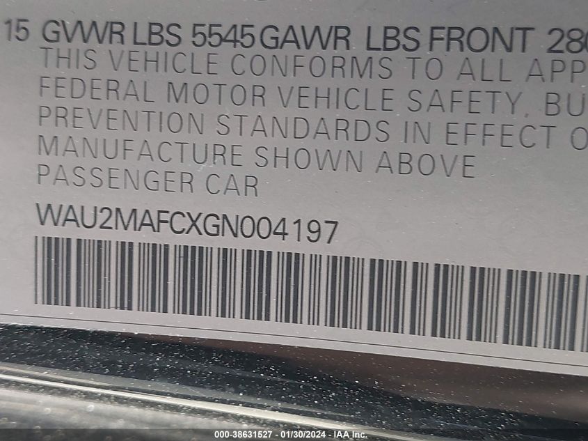 2016 AUDI A7 3.0 TDI PREMIUM PLUS - WAU2MAFCXGN004197
